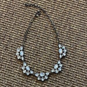 J. Crew Gold and Crystal Floral Cluster Necklace